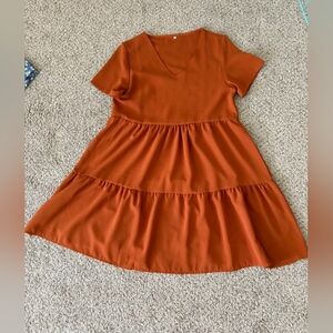 Burnt Orange Babydoll Dress